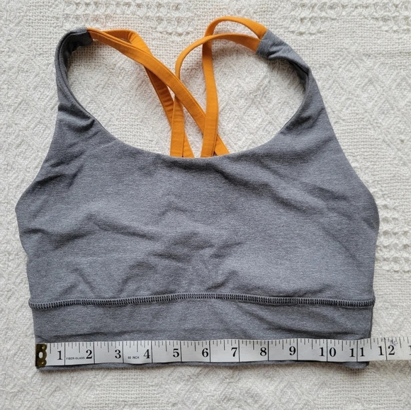 Lululemon Energy Bra *Long Line Heathered Slate / Vivid Amber - Picture 7 of 8